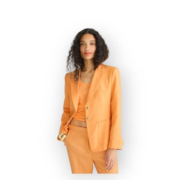 J Crew Helena in stretch linen blend Costal sunset bright orange Size 2 - Picture 1 of 16